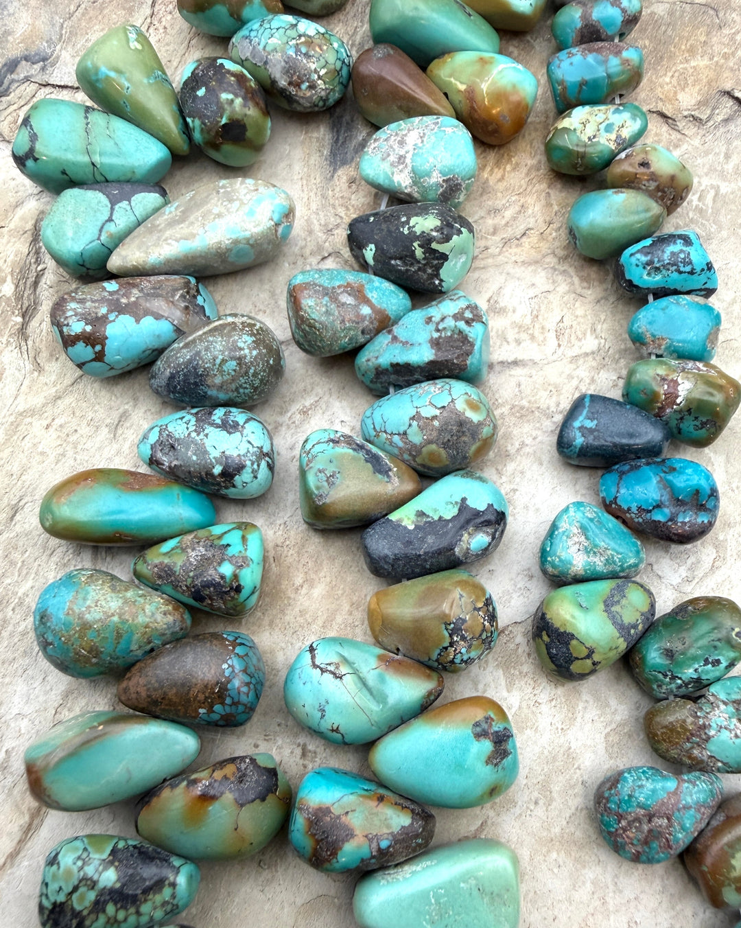 Vintage Hubei Turquoise Chunky Teardrop Nugget Beads