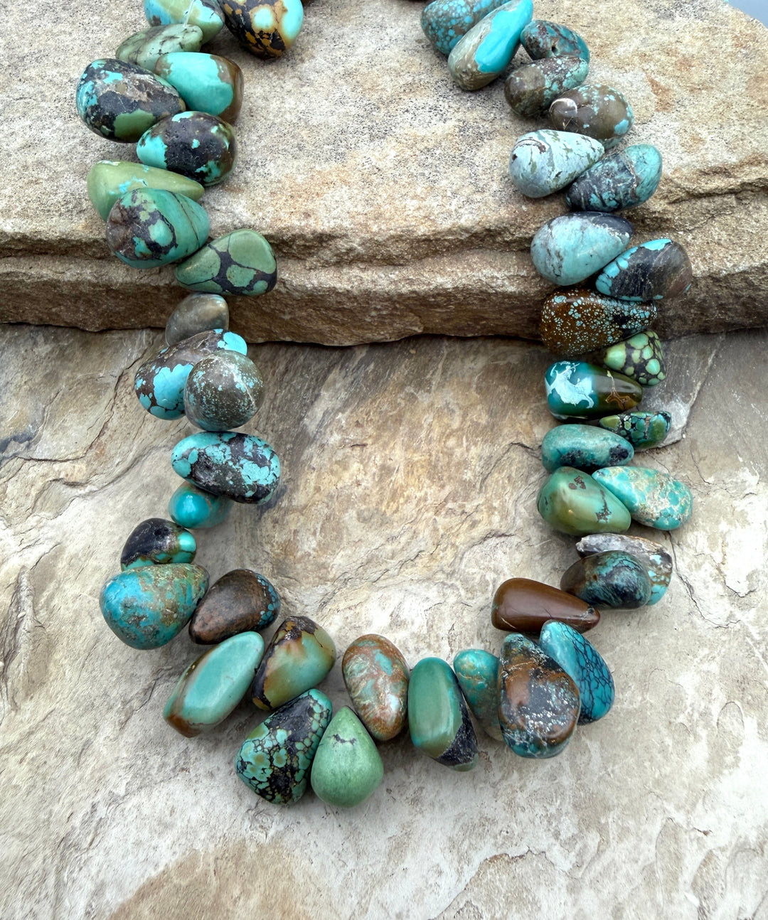 Vintage Hubei Turquoise Chunky Teardrop Nugget Beads