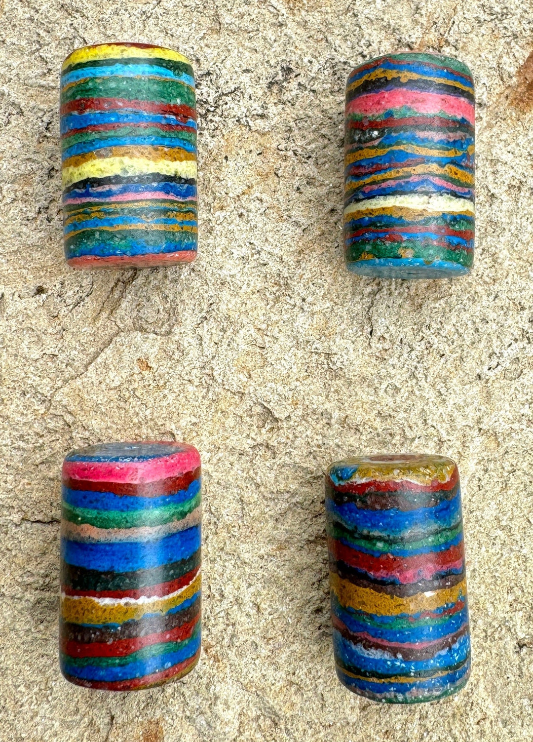 Vintage Rainbow Calsilica BIG Cylinder Beads 14x23mm (Sold