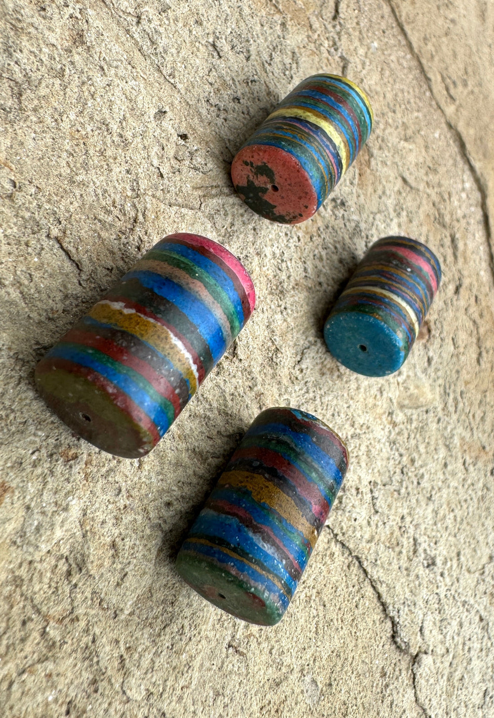 Vintage Rainbow Calsilica BIG Cylinder Beads 14x23mm (Sold