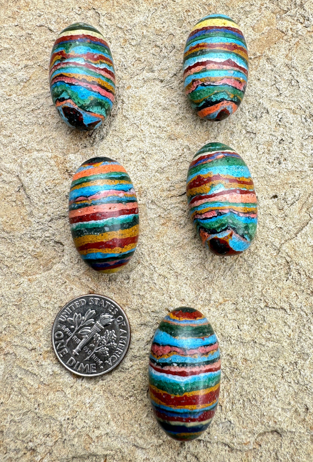 Vintage Rainbow Calsilica BIG Oval Beads 15x25mm (Sold Per
