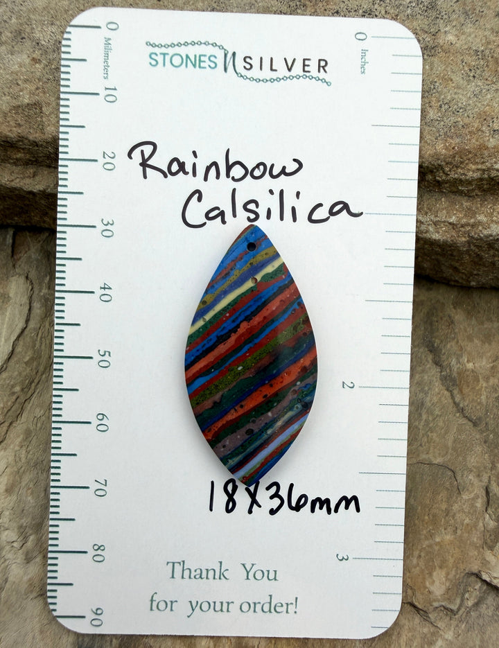 VINTAGE Rainbow Calsilica Earring Focal Pendant Bead