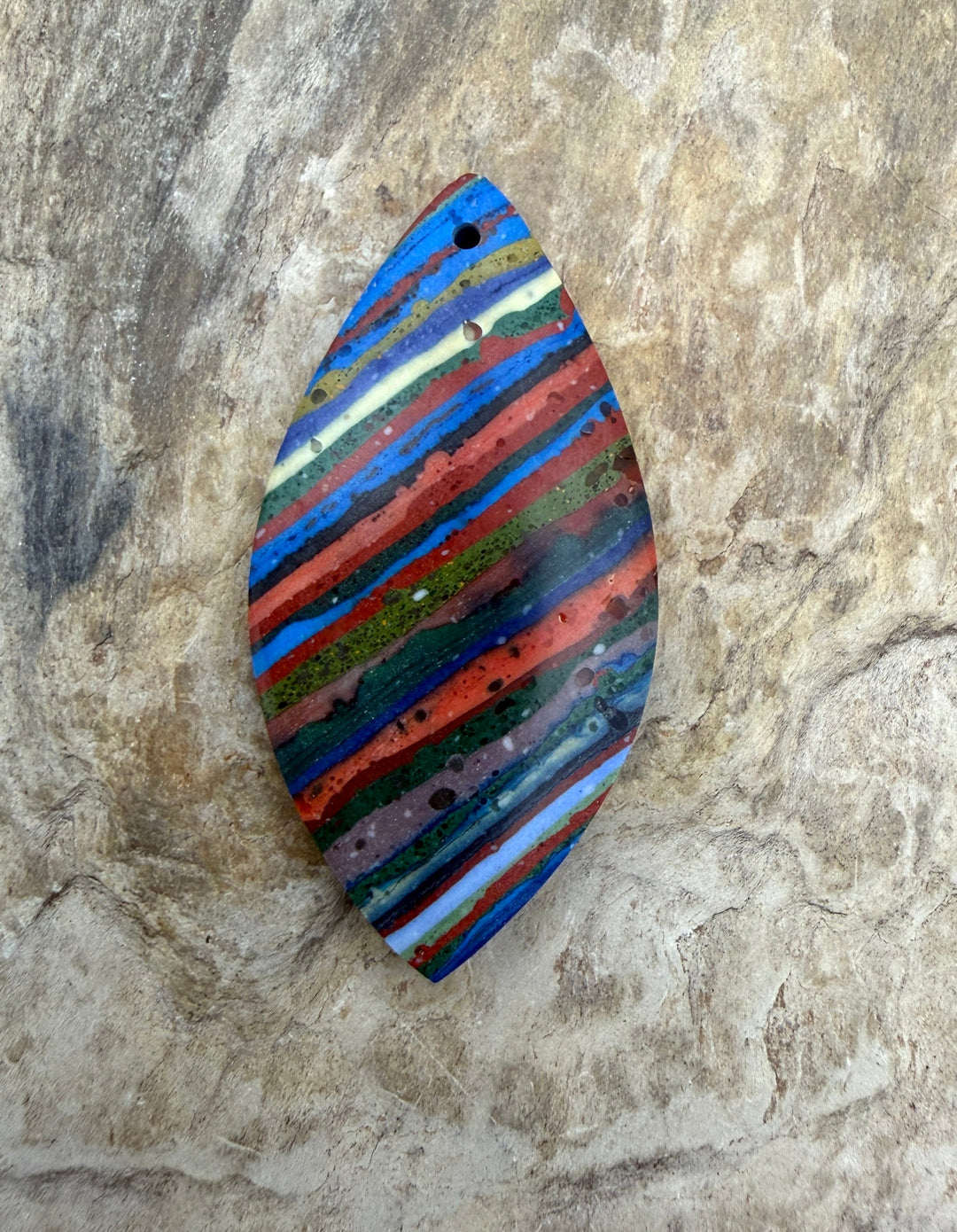 VINTAGE Rainbow Calsilica Earring Focal Pendant Bead