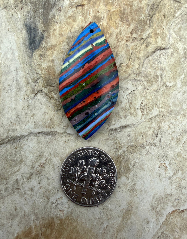 VINTAGE Rainbow Calsilica Earring Focal Pendant Bead