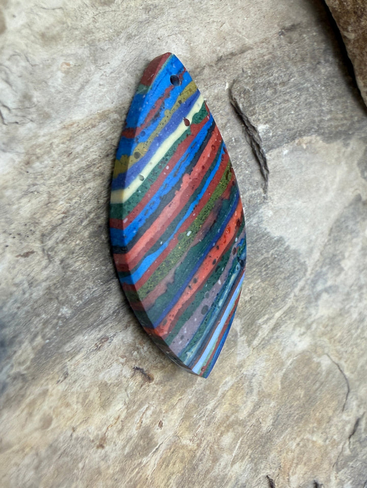 VINTAGE Rainbow Calsilica Earring Focal Pendant Bead