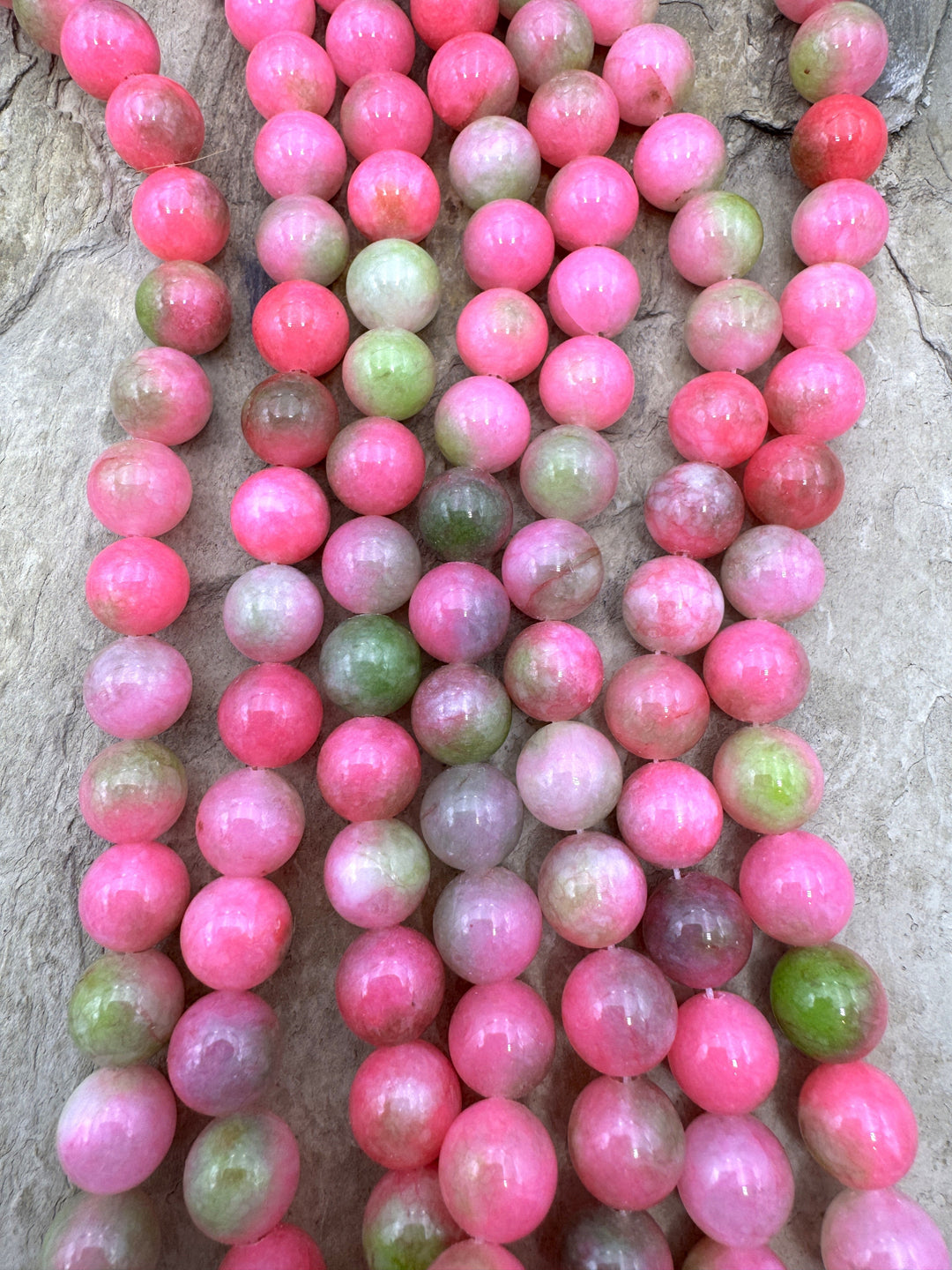Watermellon Candy Jade (Dyed) 10mm Round Beads 15 Inch