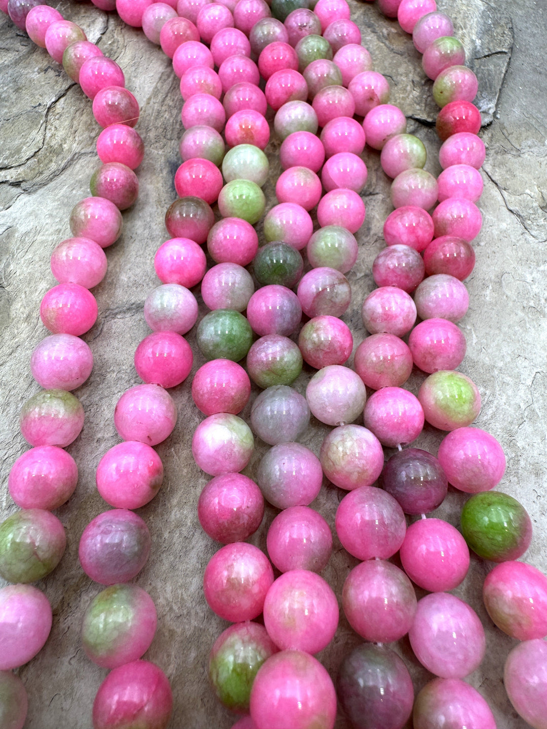 Watermellon Candy Jade (Dyed) 10mm Round Beads 15 Inch