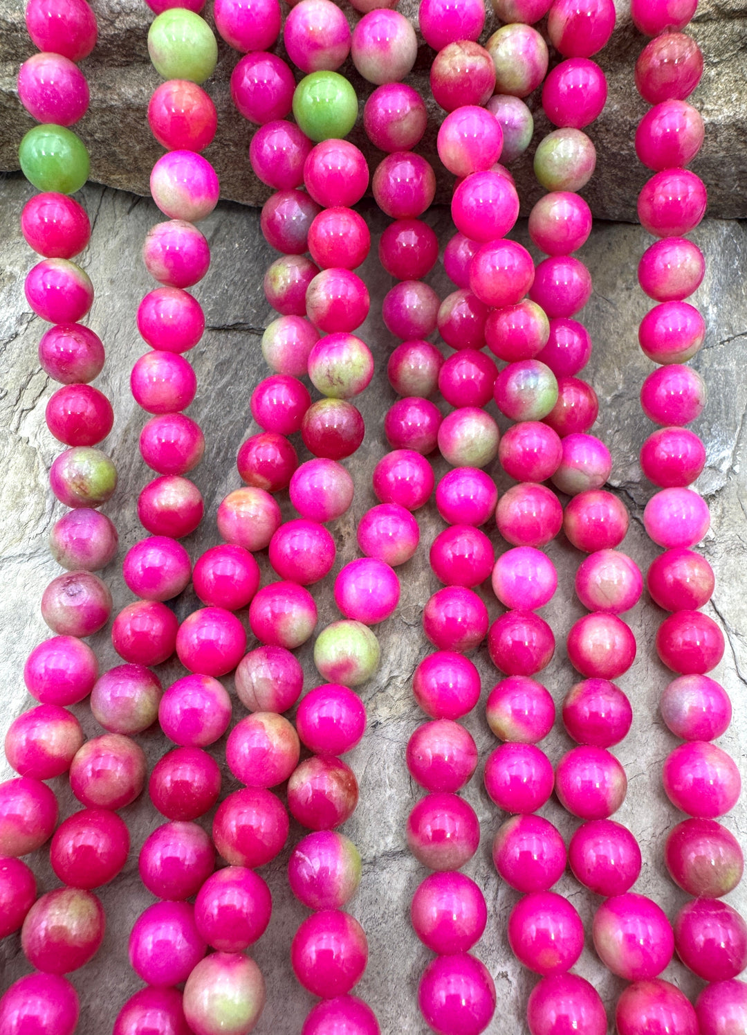 Watermellon Candy Jade (Dyed) 8mm Round Beads 16 Inch