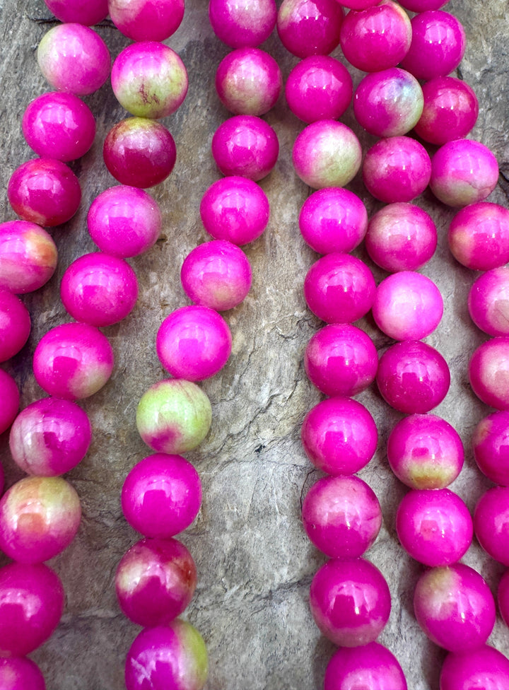 Watermellon Candy Jade (Dyed) 8mm Round Beads 16 Inch