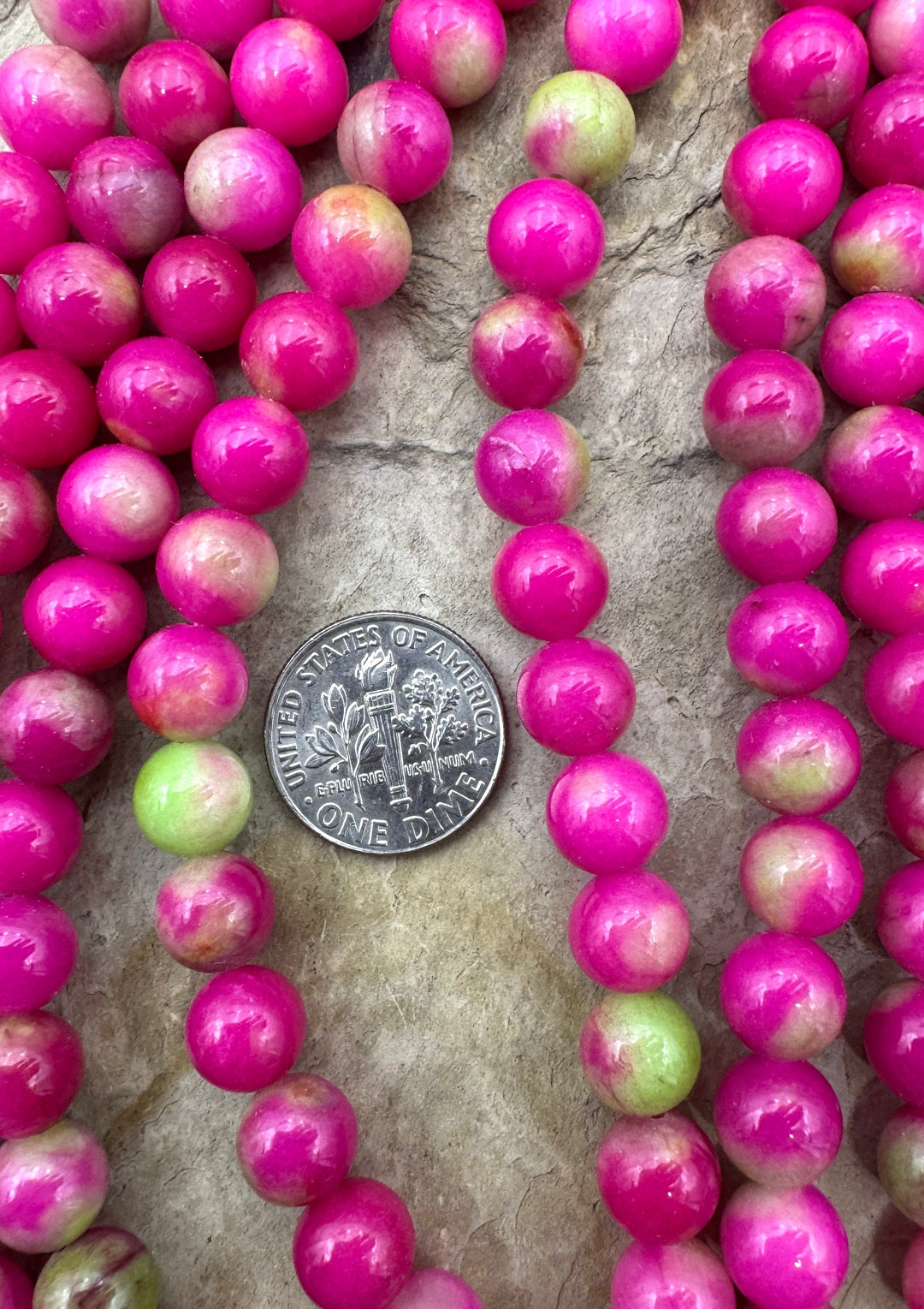 Watermellon Candy Jade (Dyed) 8mm Round Beads 16 Inch