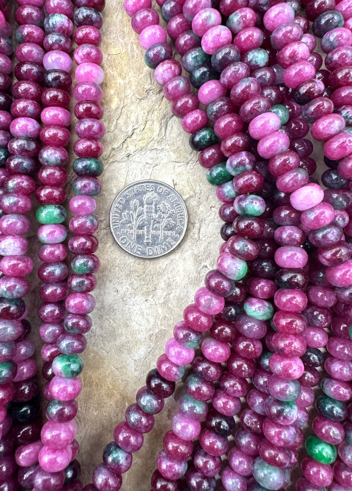 Watermelon Agate 6x4mm Rondelle Bead Strand 15 Inch Strand