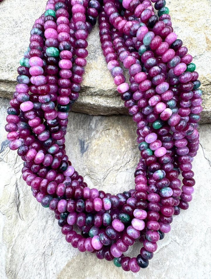 Watermelon Agate 6x4mm Rondelle Bead Strand 15 Inch Strand