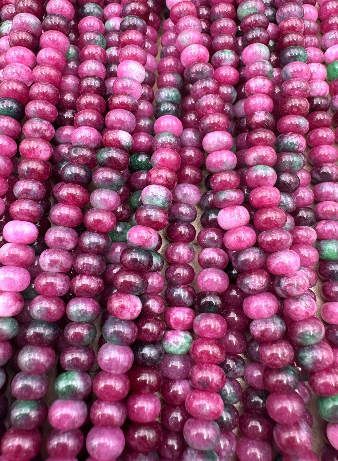Watermelon Agate 6x4mm Rondelle Bead Strand 15 Inch Strand