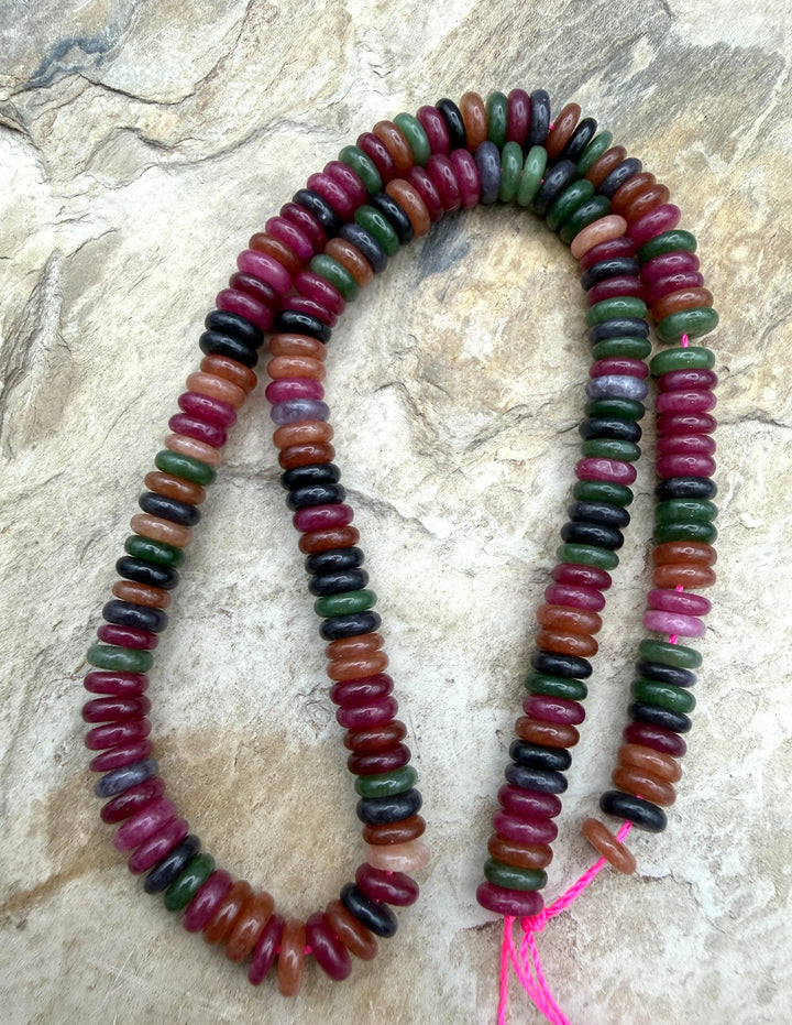 Watermelon Agate (Color Enhanced) 6mm Button Beads ONE 15