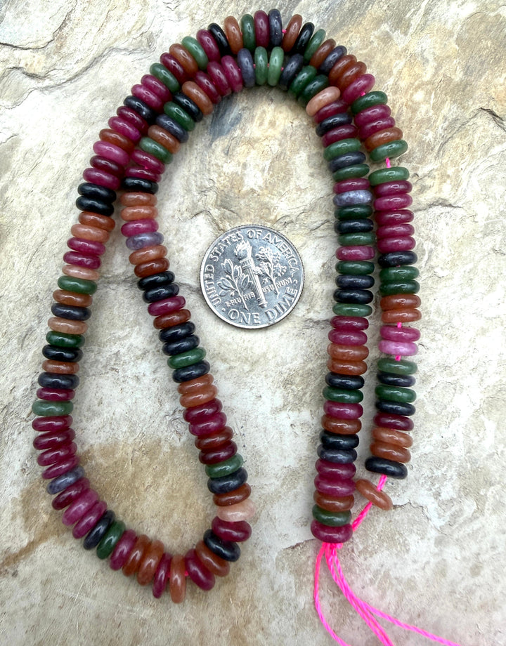 Watermelon Agate (Color Enhanced) 6mm Button Beads ONE 15