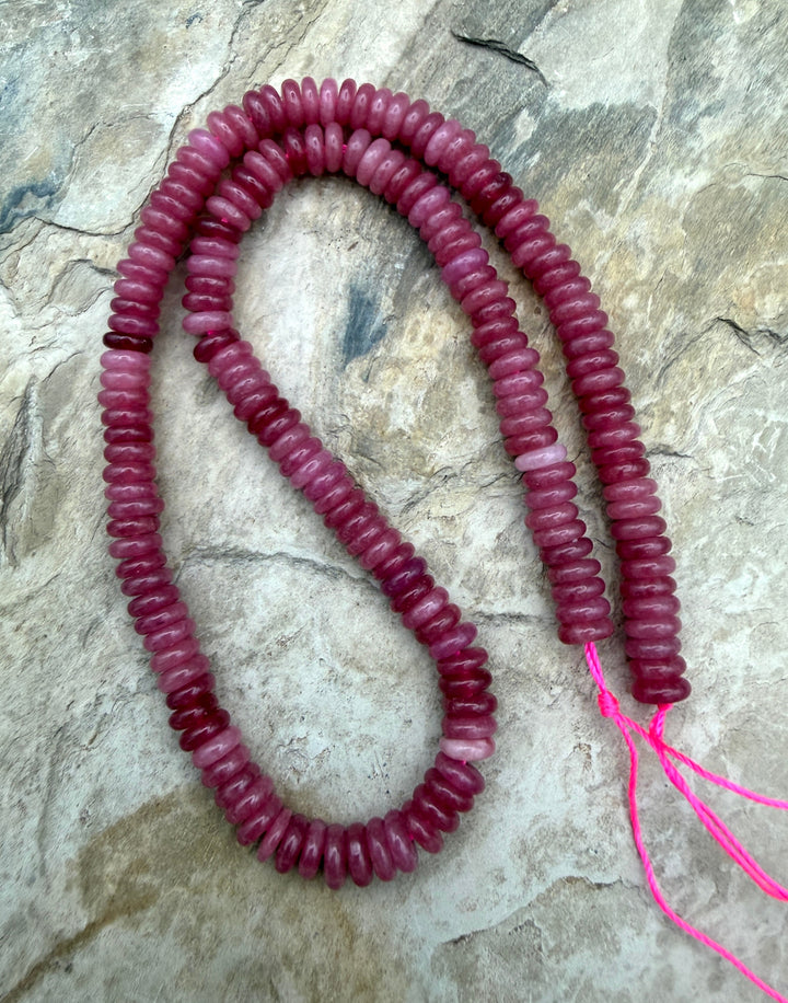 Watermelon Agate (Color Enhanced) 6mm Button Beads ONE 15