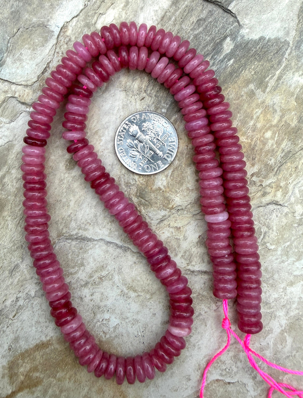 Watermelon Agate (Color Enhanced) 6mm Button Beads ONE 15