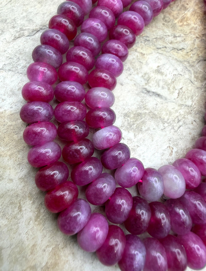 Watermelon Agate (Color Enhanced) 8mm Rondelle Beads ONE 15