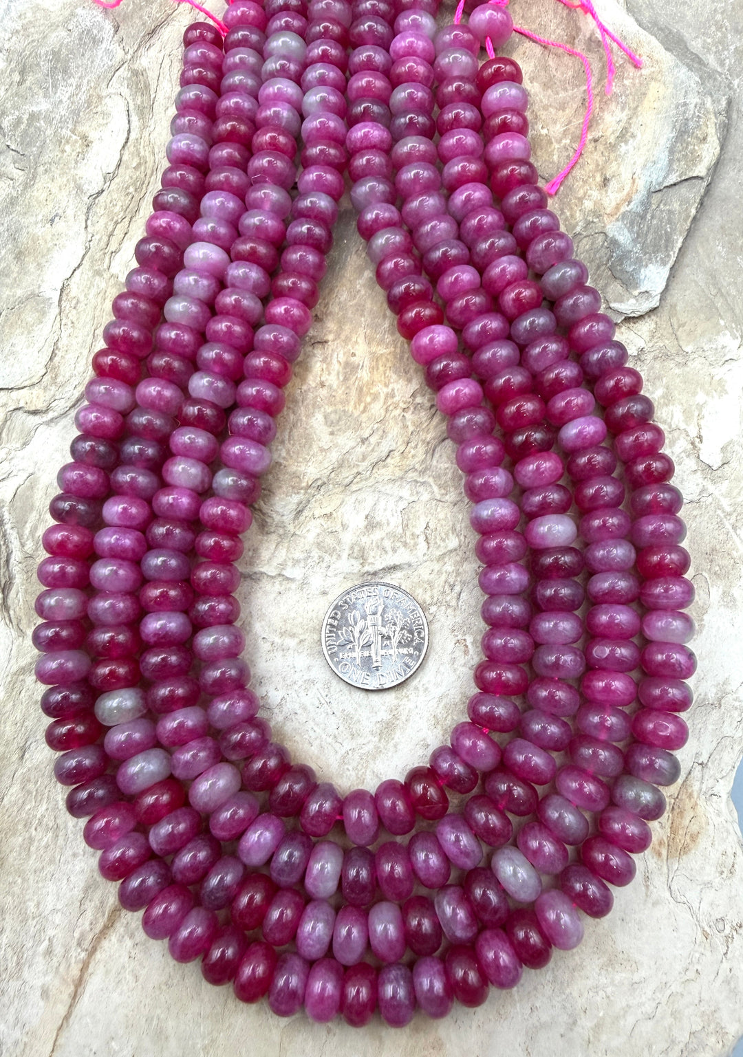 Watermelon Agate (Color Enhanced) 8mm Rondelle Beads ONE 15