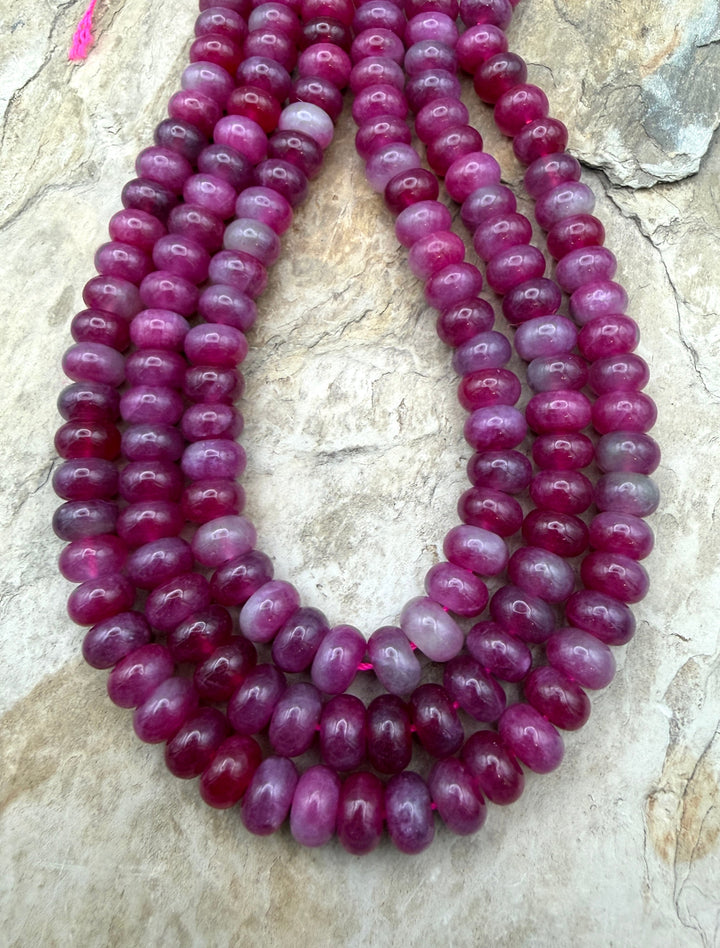 Watermelon Agate (Color Enhanced) 8mm Rondelle Beads ONE 15