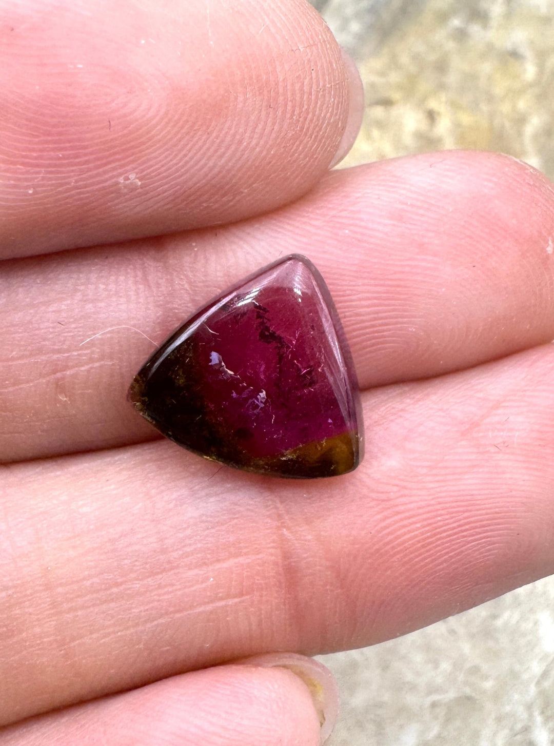Watermelon Tourmaline Trillion Cabochon 12mm - Tourmaline