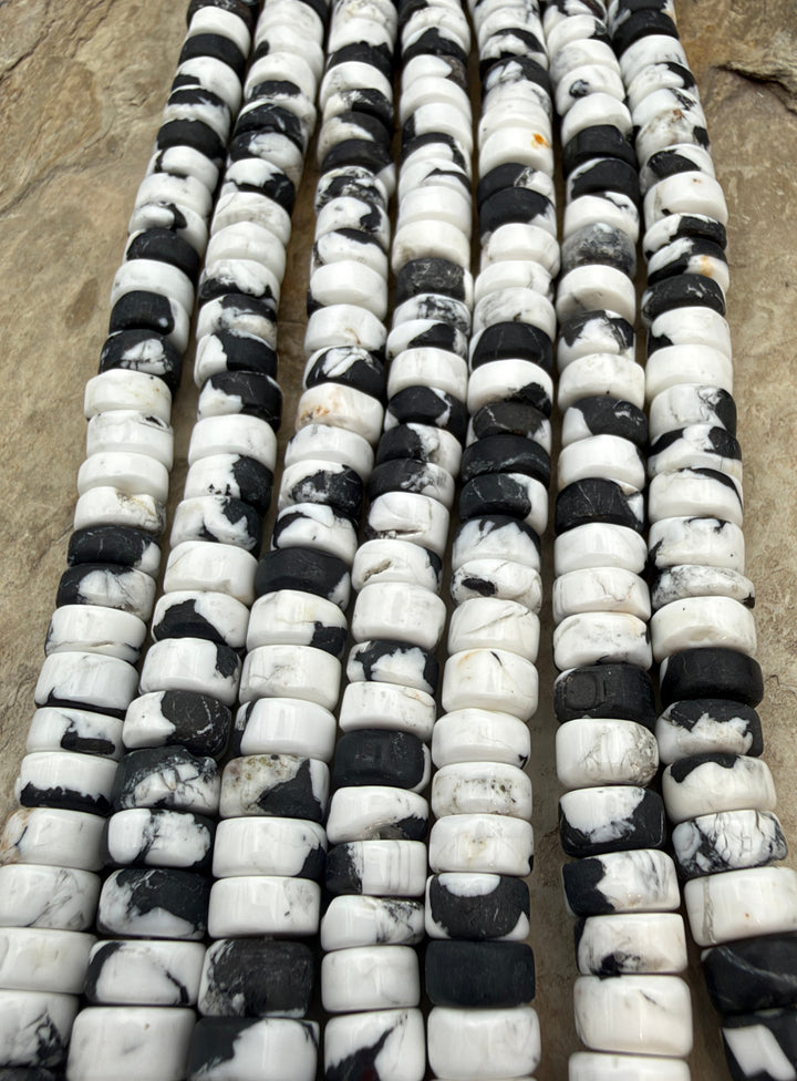 White Buffalo Kingman Composite 8mm Heishi Beads 8 Inch