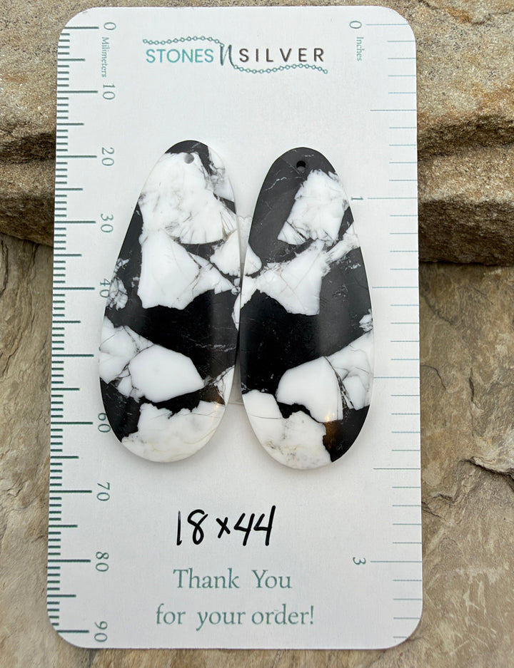 White Buffalo Kingman Composite BIG Earring Slab Bead Pair