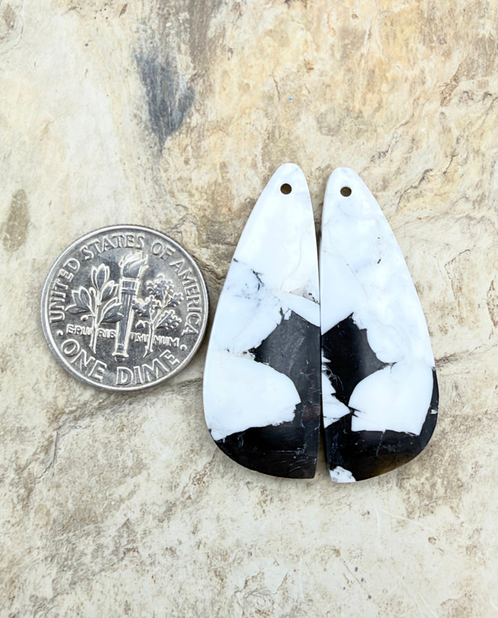 White Buffalo Kingman Composite Earring Slab Bead Pair