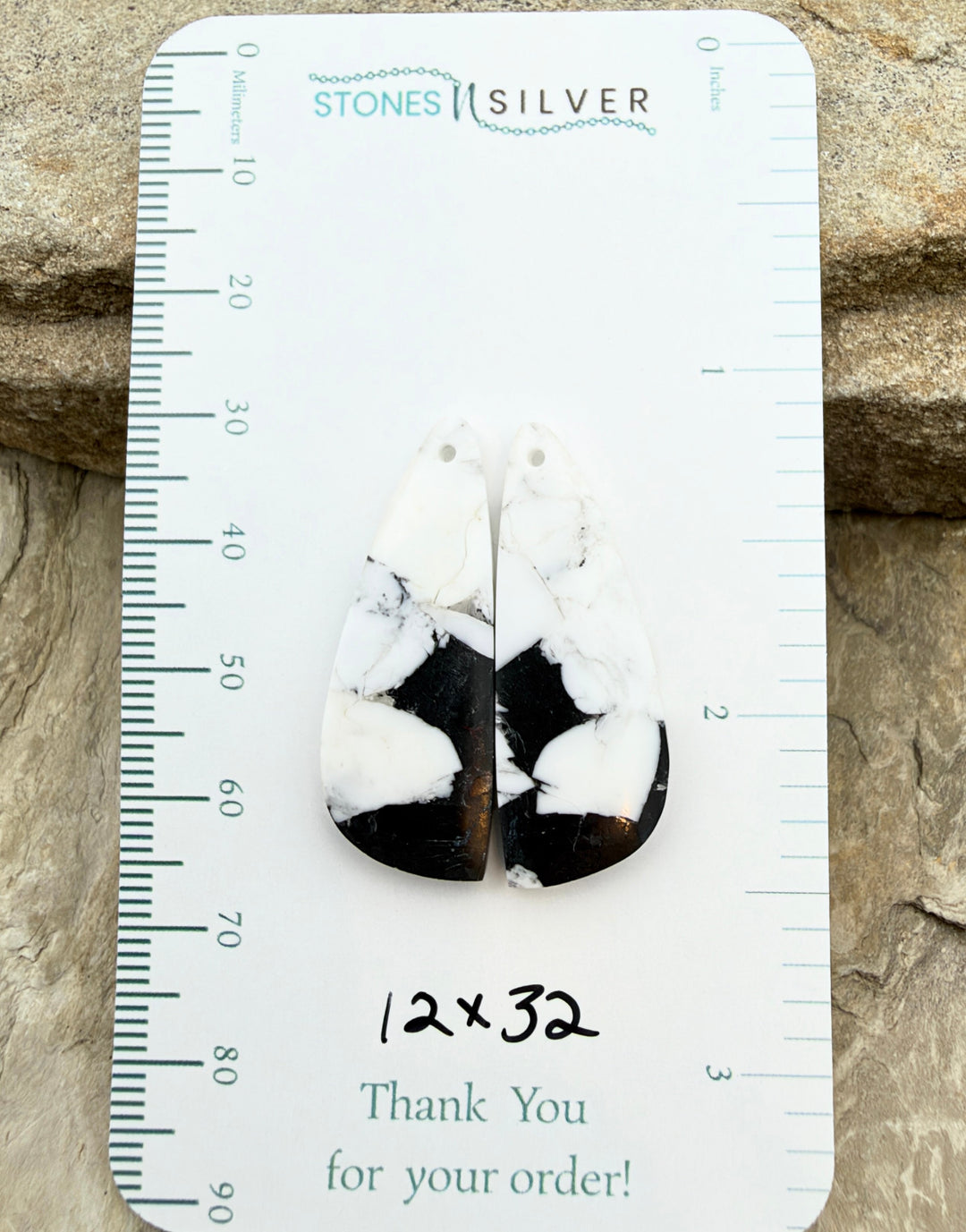 White Buffalo Kingman Composite Earring Slab Bead Pair