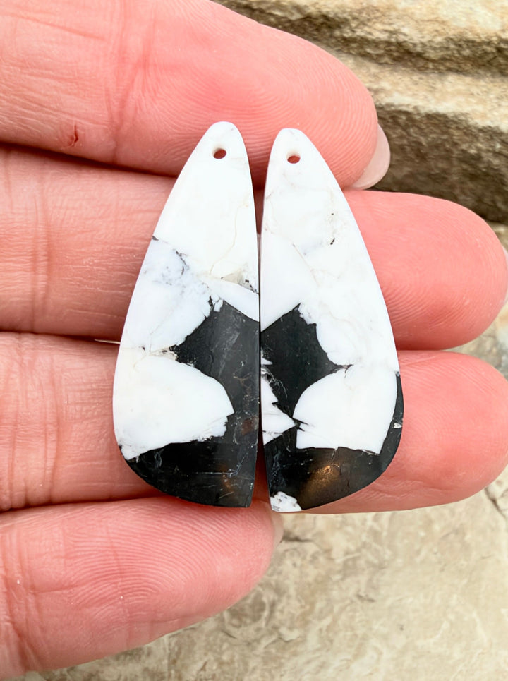 White Buffalo Kingman Composite Earring Slab Bead Pair