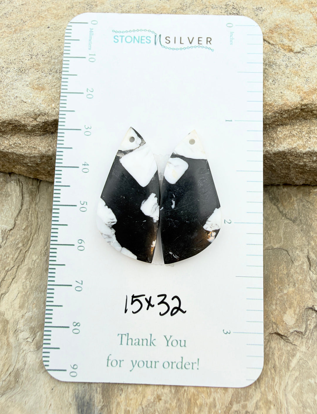 White Buffalo Kingman Composite Earring Slab Bead Pair