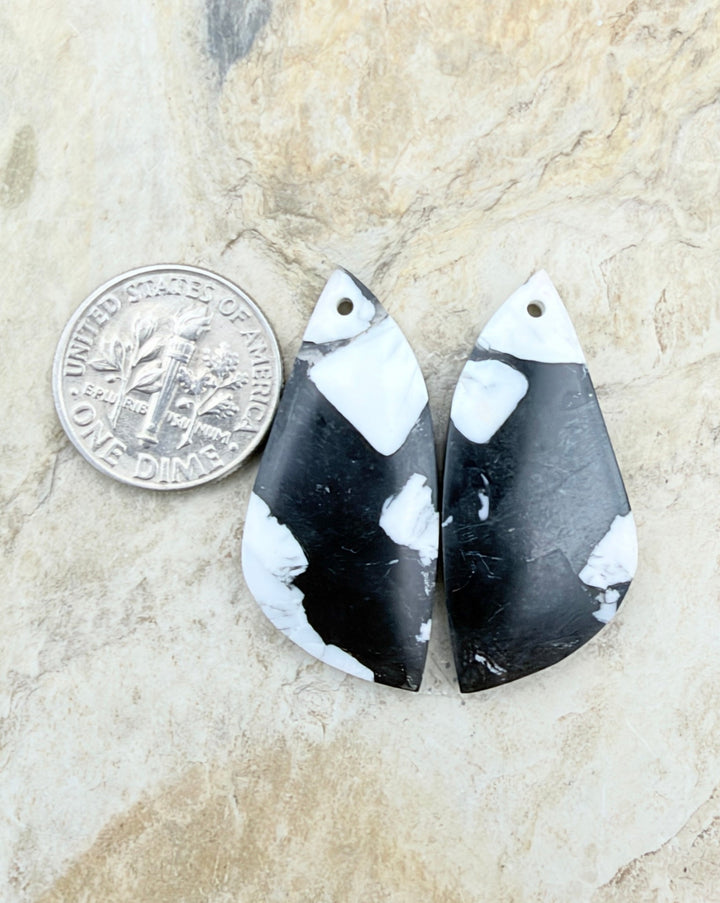 White Buffalo Kingman Composite Earring Slab Bead Pair