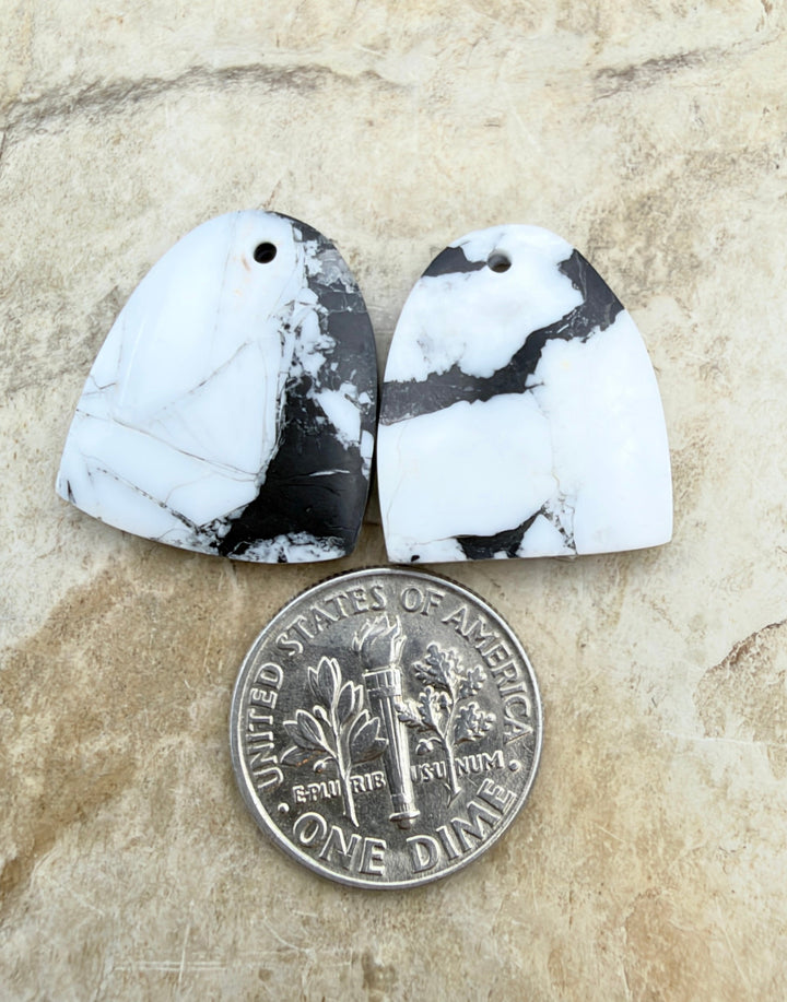 White Buffalo Kingman Composite Earring Slab Bead Pair