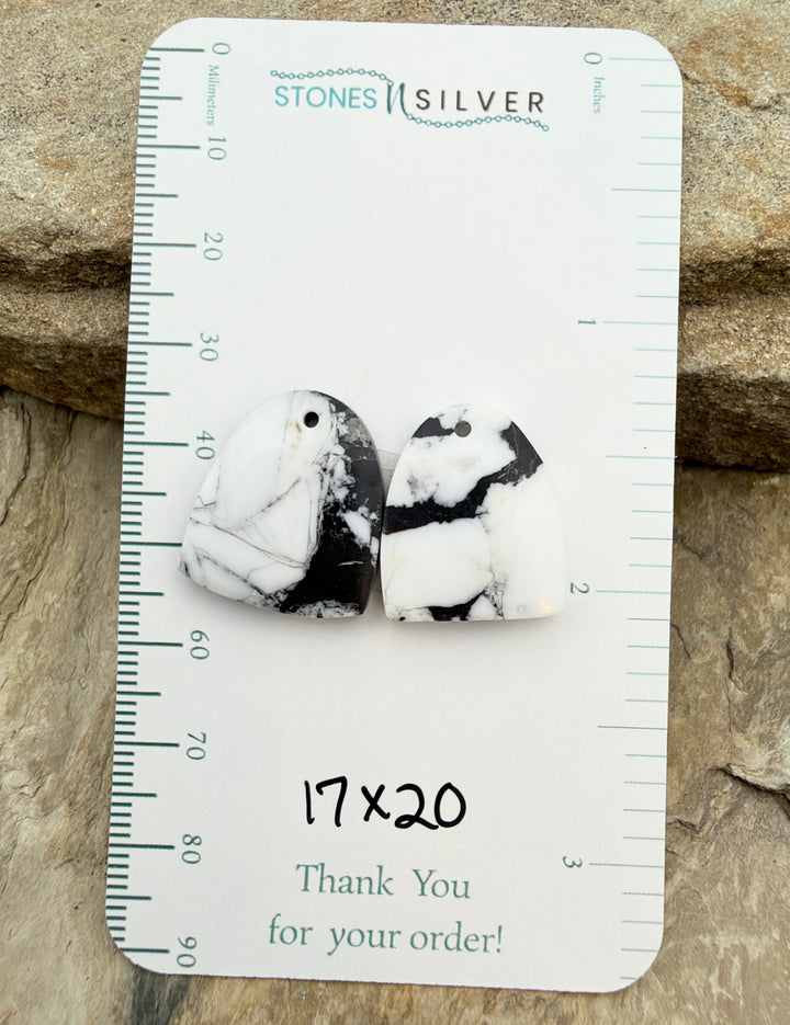 White Buffalo Kingman Composite Earring Slab Bead Pair