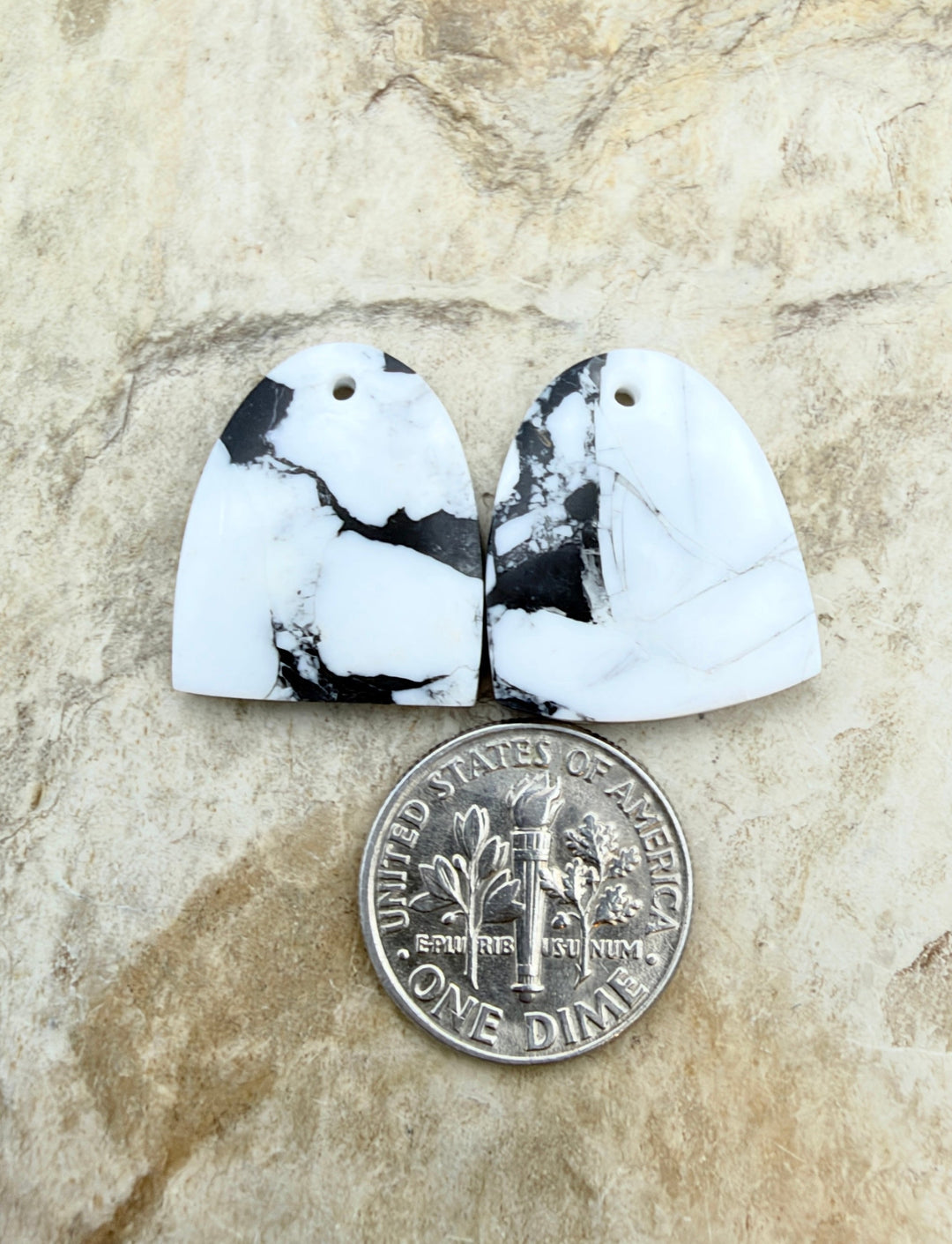 White Buffalo Kingman Composite Earring Slab Bead Pair