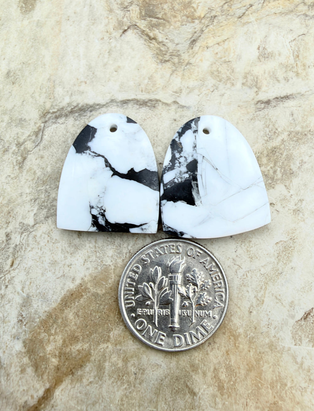 White Buffalo Kingman Composite Earring Slab Bead Pair