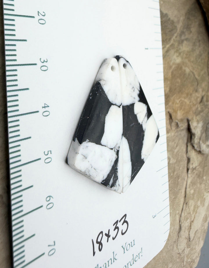 White Buffalo Kingman Composite Earring Slab Bead Pair