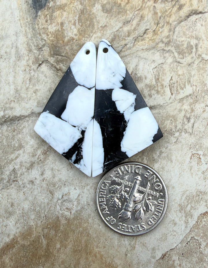 White Buffalo Kingman Composite Earring Slab Bead Pair