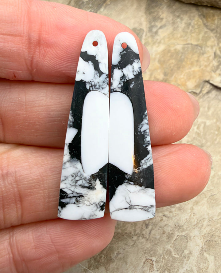 White Buffalo Kingman Composite Earring Slab Bead Pair