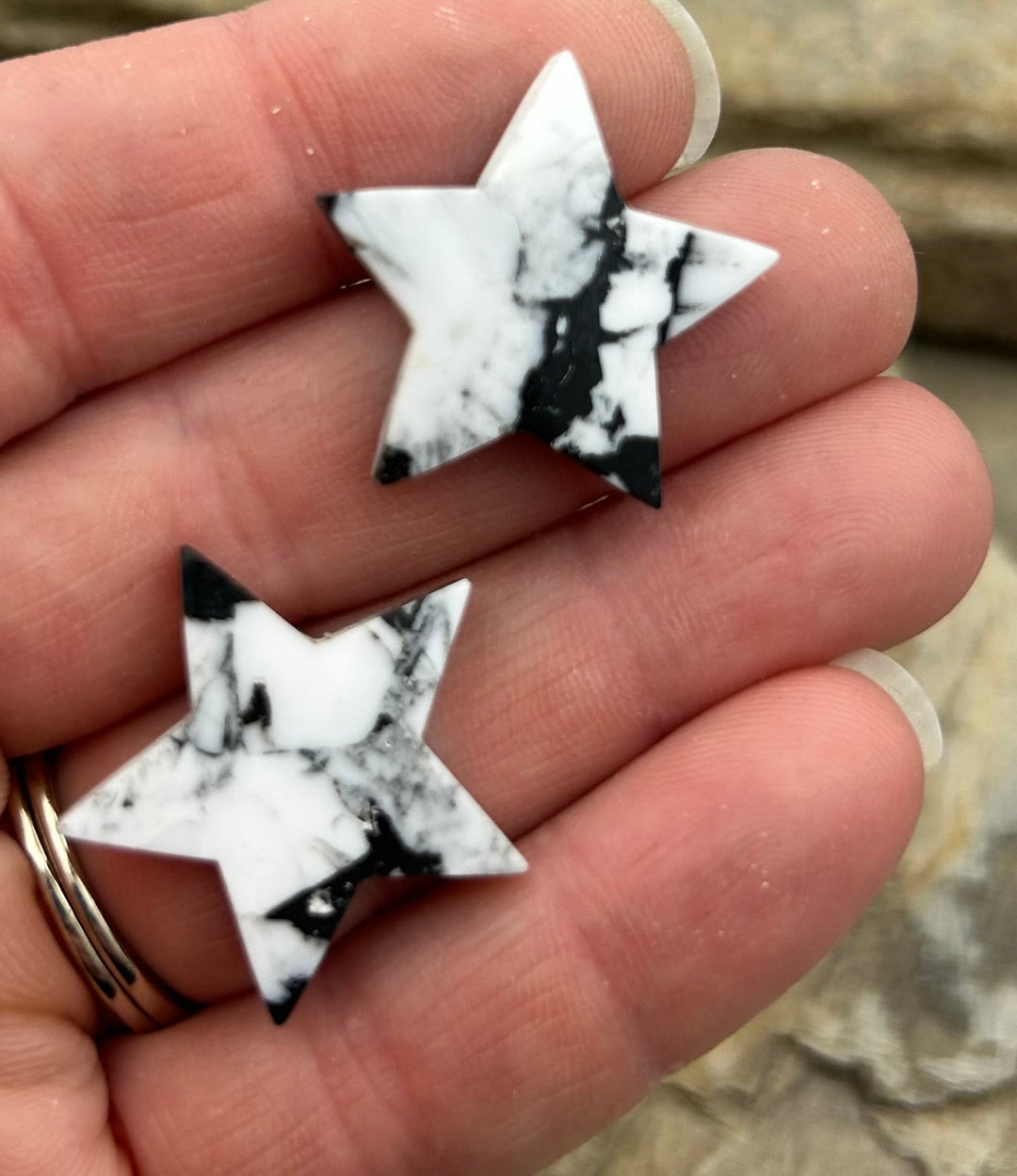 White Buffalo Kingman Composite Hand Cut Star Shaped Focal