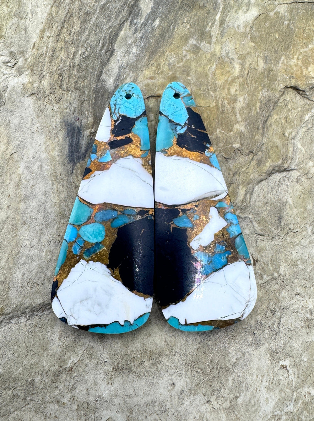 White Buffalo Kingman Turquoise and Bronze Composite BIG