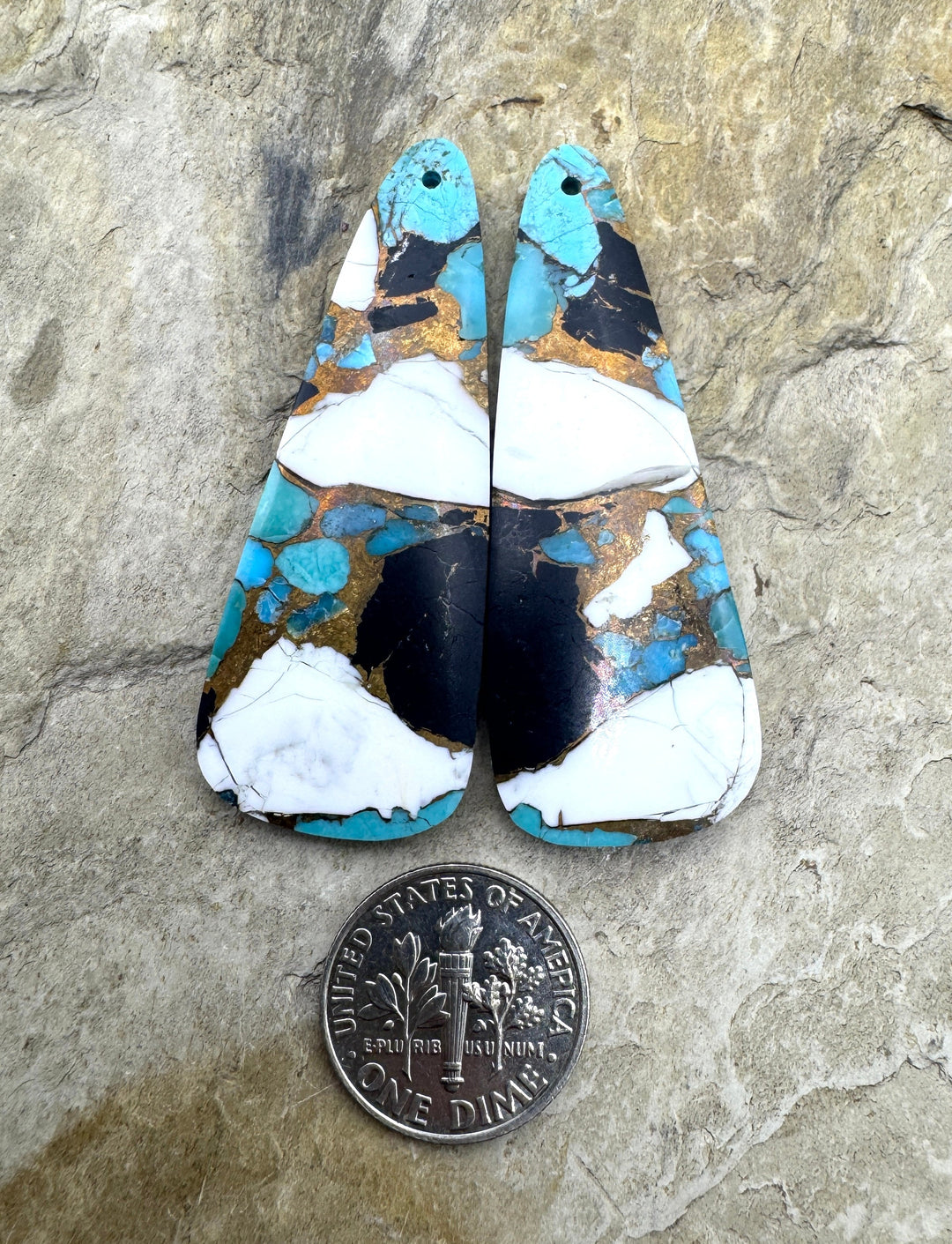 White Buffalo Kingman Turquoise and Bronze Composite BIG