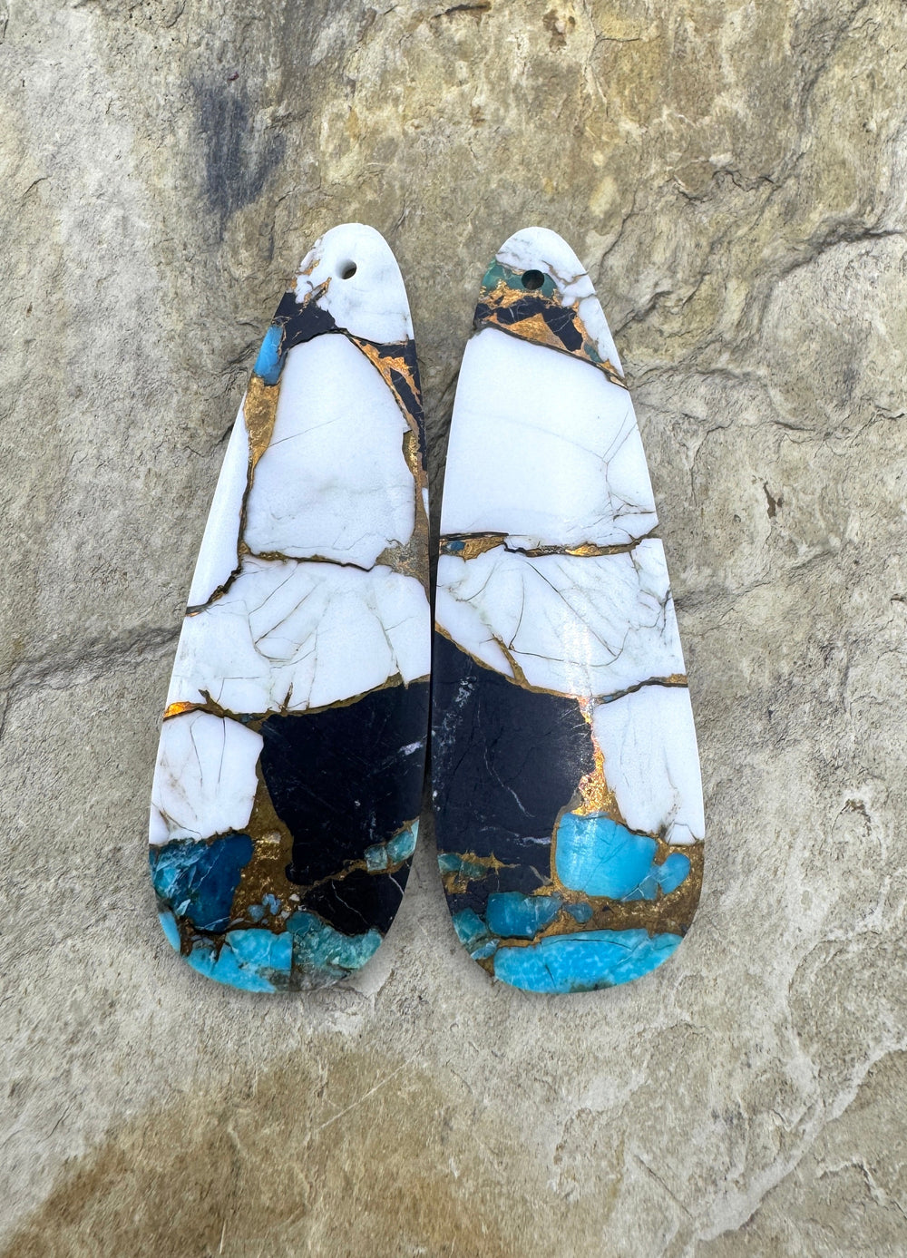 White Buffalo Kingman Turquoise and Bronze Composite BIG