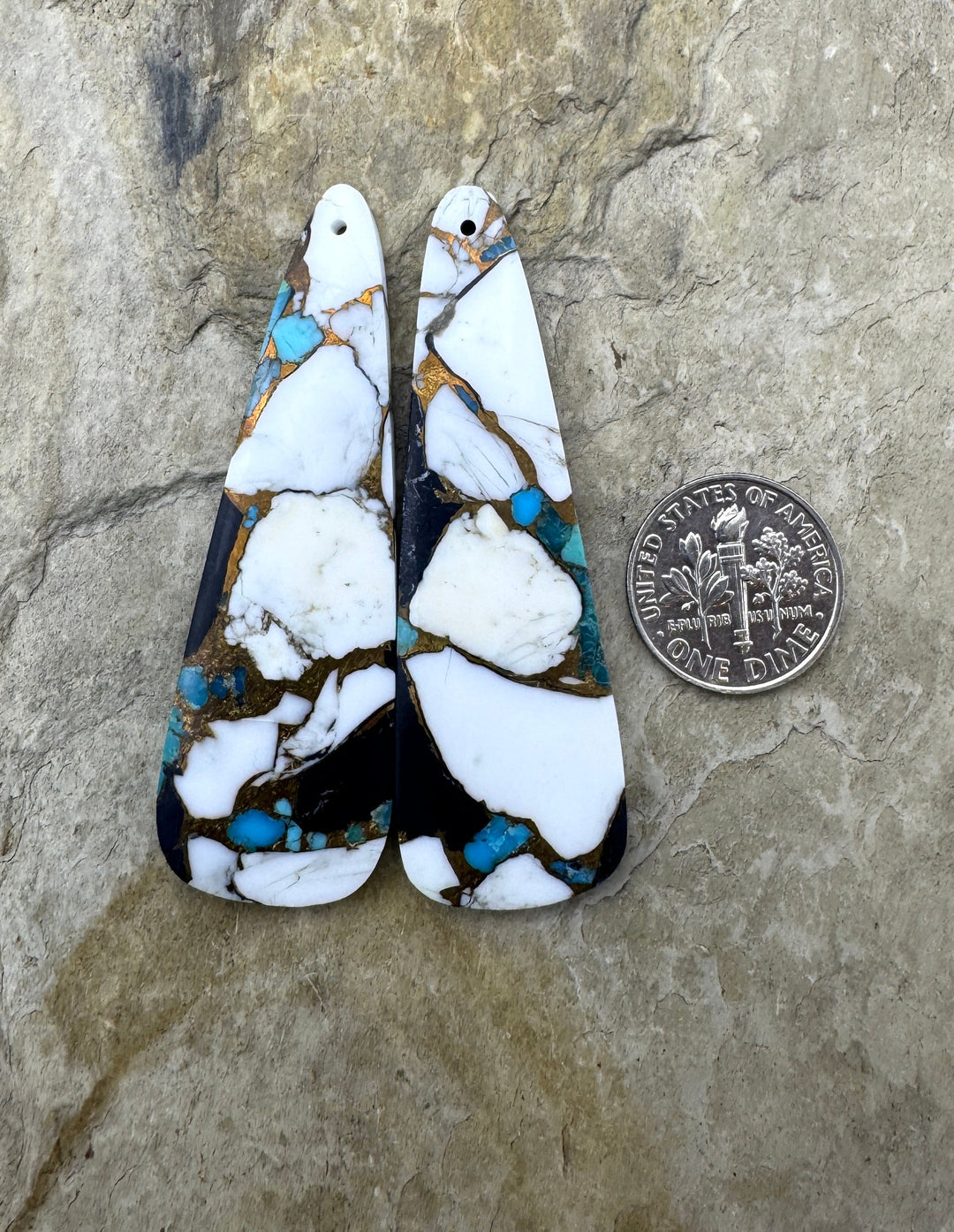 White Buffalo Kingman Turquoise and Bronze Composite HUGE