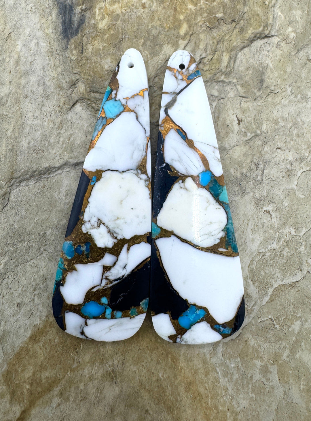 White Buffalo Kingman Turquoise and Bronze Composite HUGE