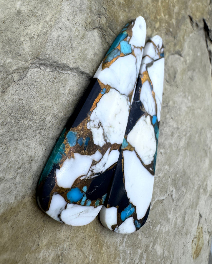White Buffalo Kingman Turquoise and Bronze Composite HUGE