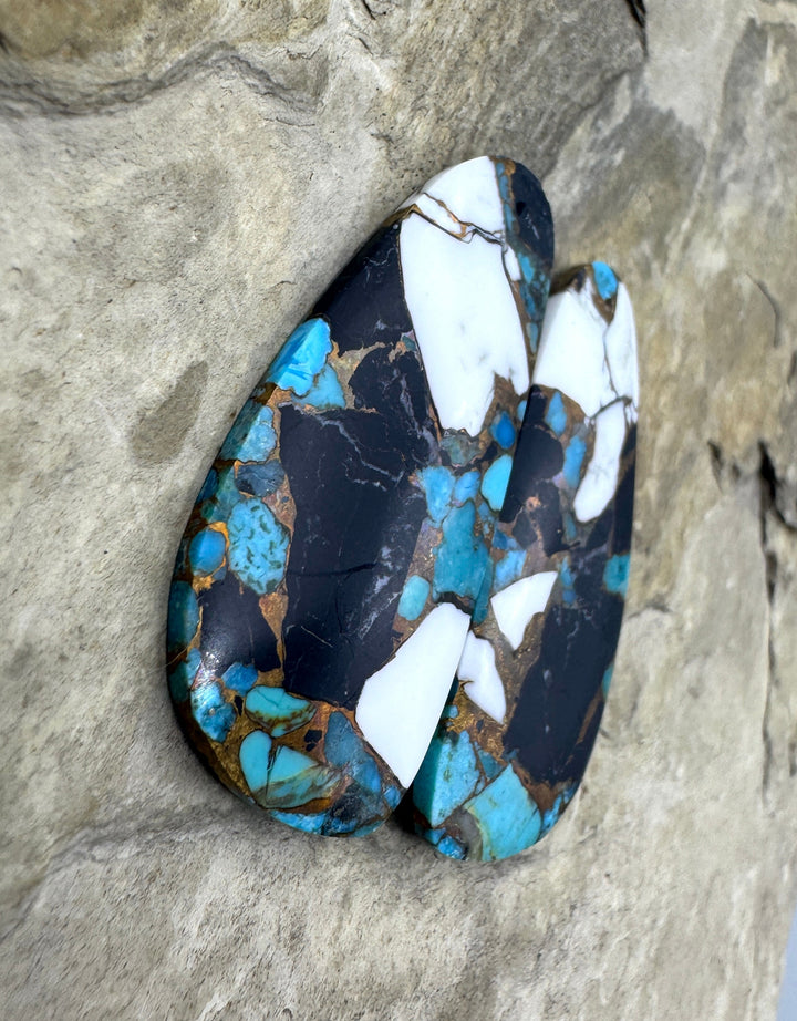 White Buffalo Kingman Turquoise and Bronze Composite HUGE