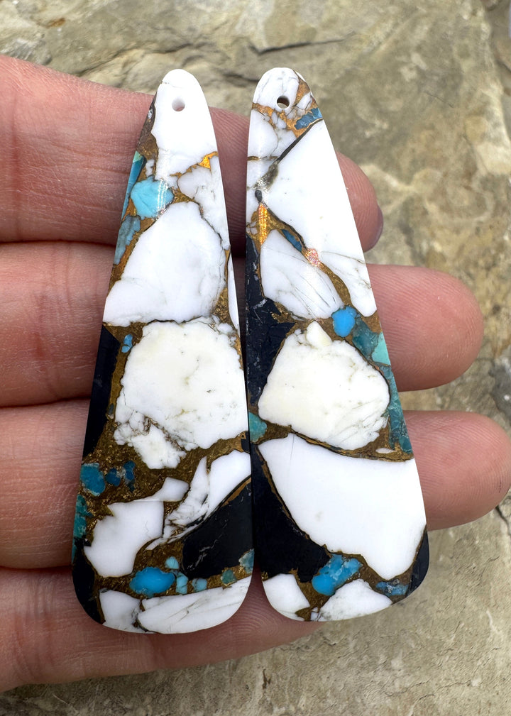 White Buffalo Kingman Turquoise and Bronze Composite HUGE