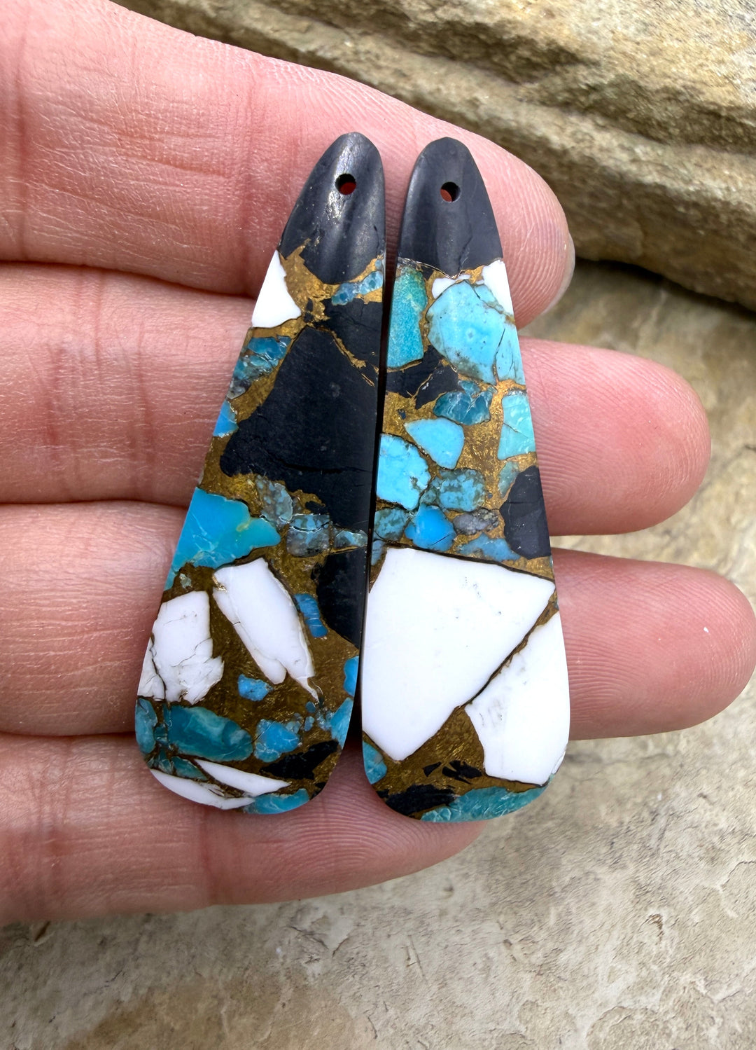 White Buffalo Kingman Turquoise and Bronze Composite