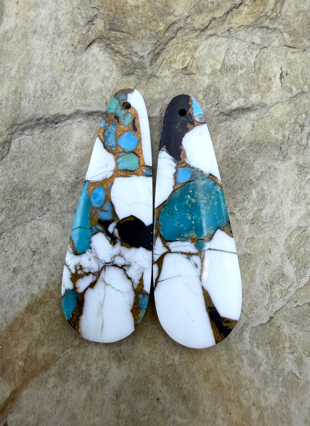 White Buffalo Kingman Turquoise and Bronze Composite